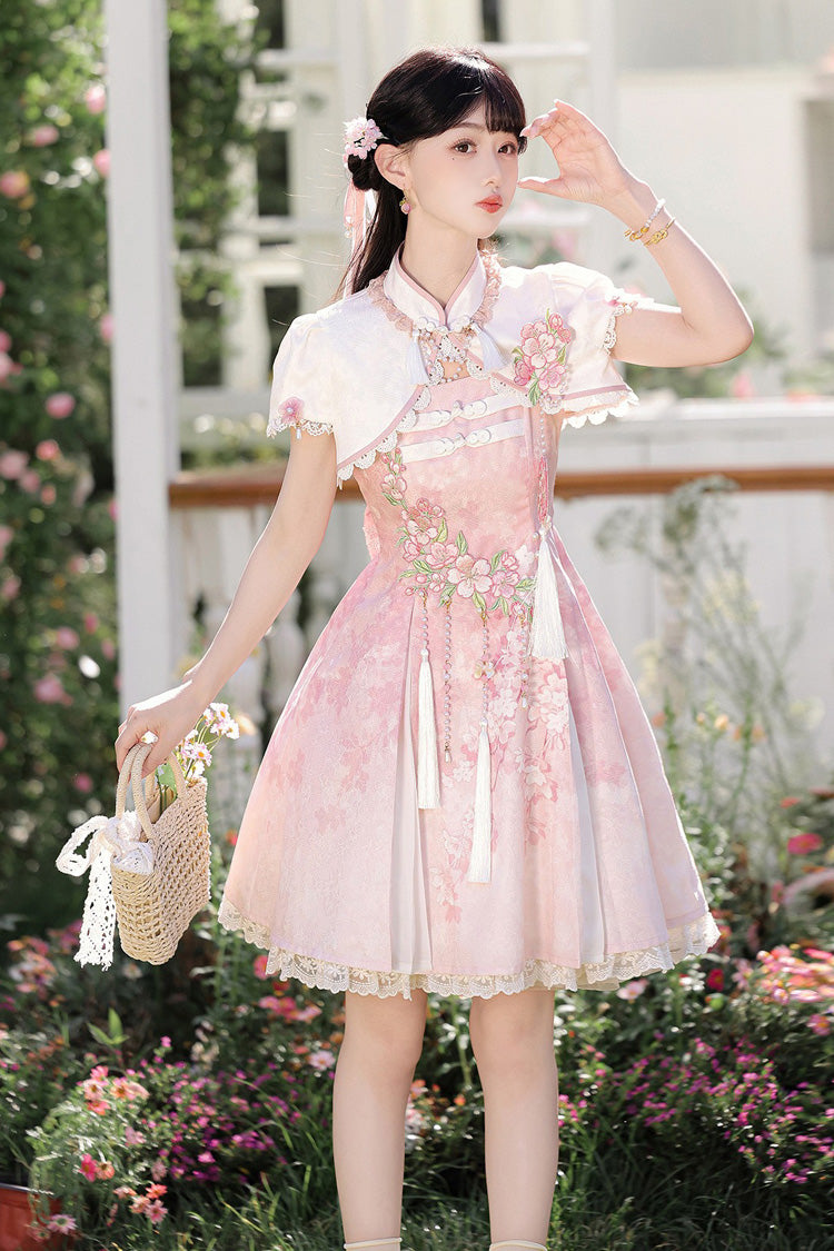 Cherry Blossom Whispers JSK Set with Tassel & Chinese Style