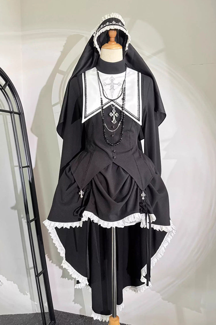 Peace Prayer Asymmetric Gothic Skirt Set
