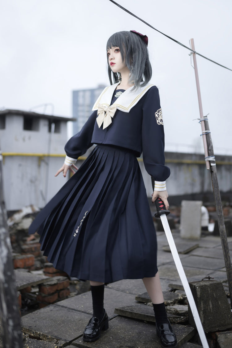 College Bowknot Sweet Lolita Skirt Set