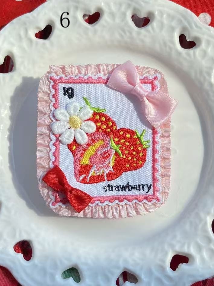 Decorated Cherry/Strawberry/Cake Brooch/Hairclip Options Bowknot 11