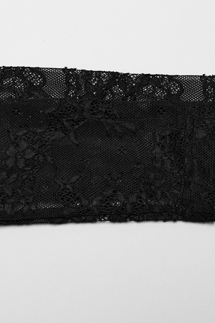Black Floral Embroidered Lace Gothic Dress