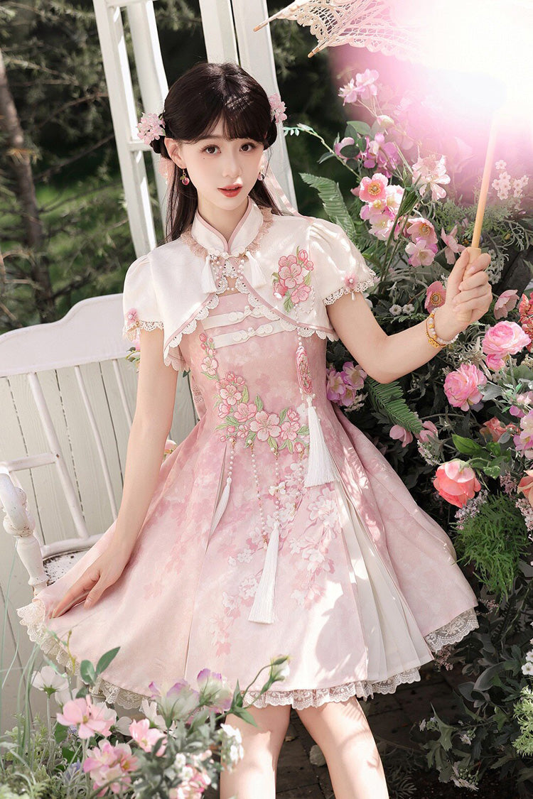 Cherry Blossom Whispers JSK Set with Tassel & Chinese Style