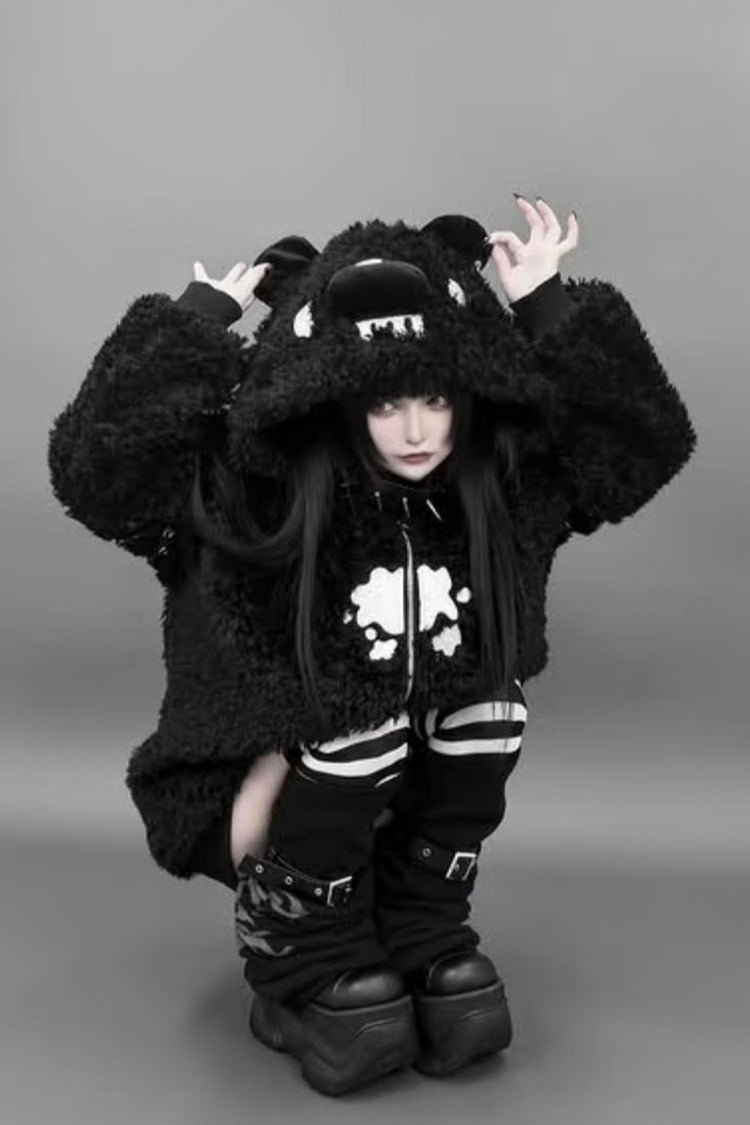 Bear Ears Hooded Zippered Gothic Jirai Kei Lolita Coat