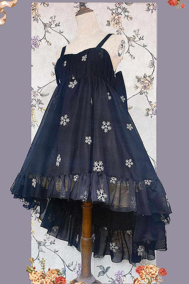 Feather Snowflake Embroidery Sleeveless Ruffle Bow Sweet Lolita JSK in Three Shades