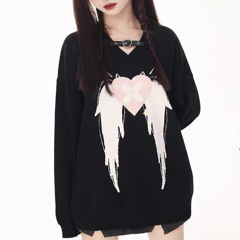 Cool Heart Wing Versatile Sweater MK Kawaii Store