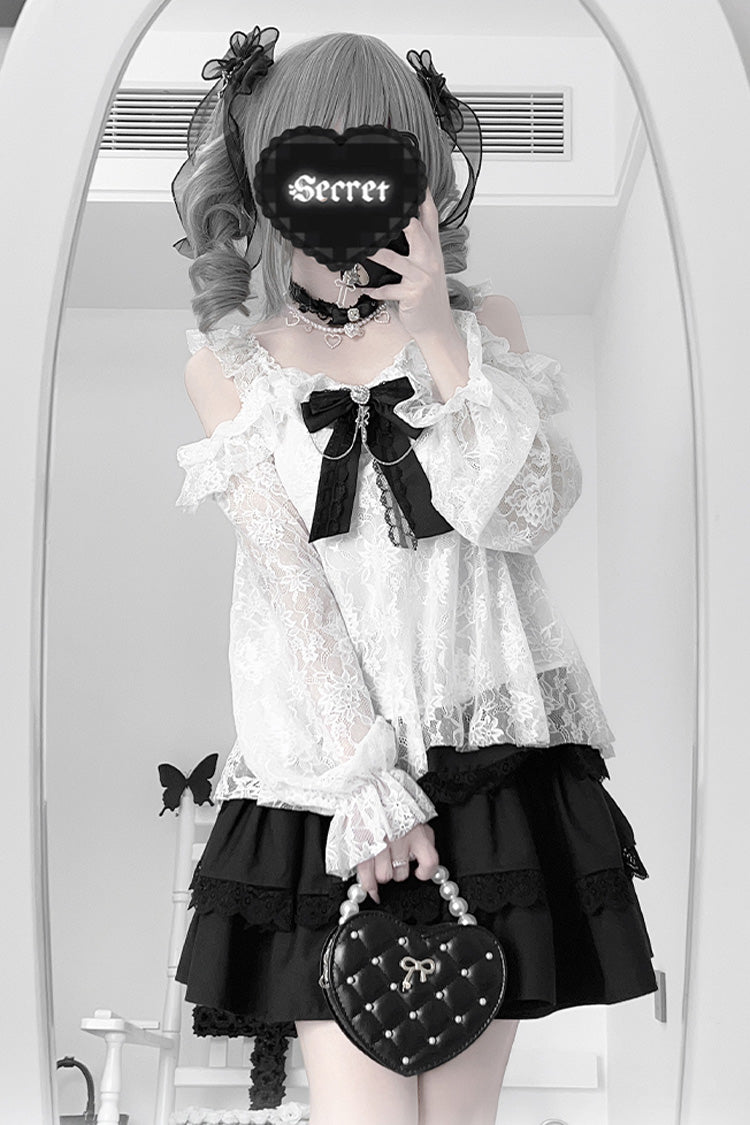 Jirai Kei Skirt with Triple Ruffle Lace