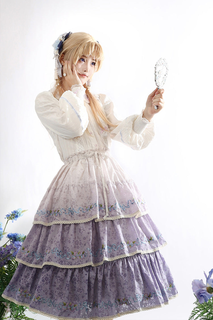 Moonlight Iris Printed Lace Skirt