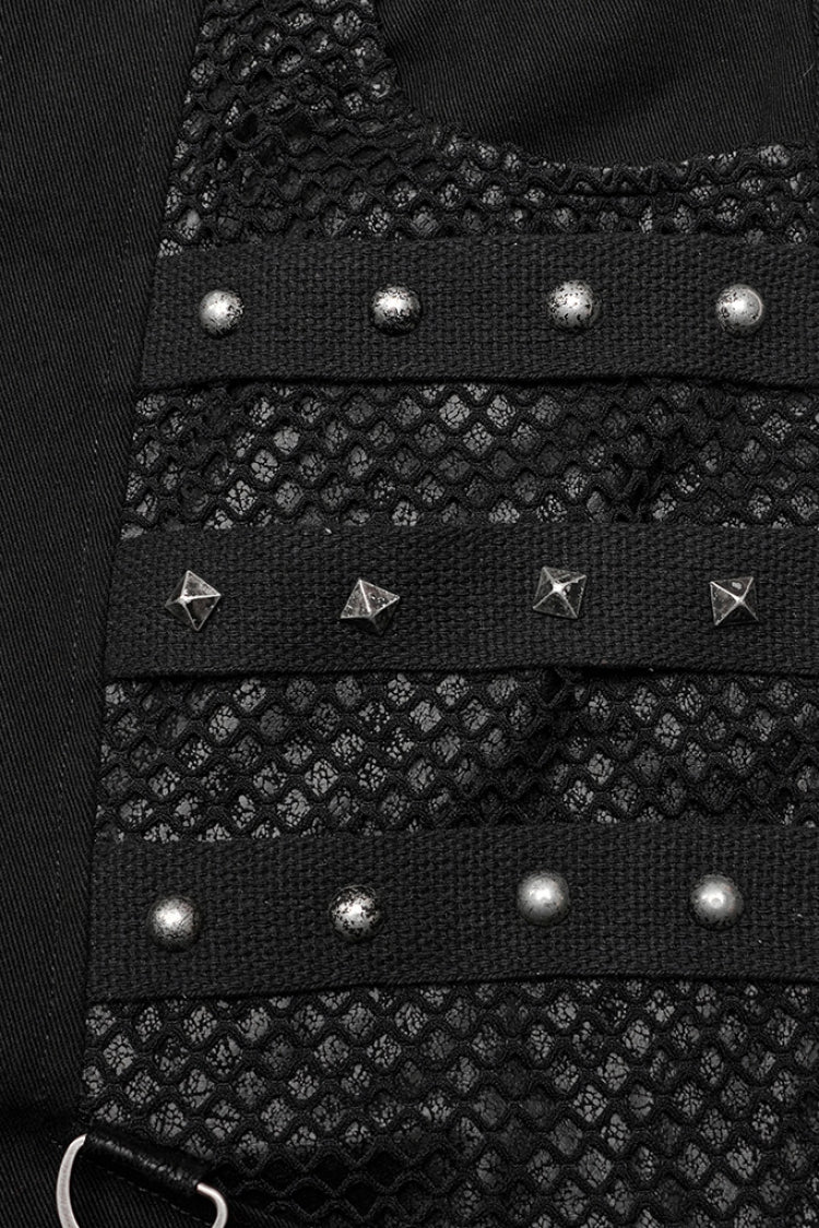 Steampunk Men's Pants with Rivets and Mesh - Cracked Leather - Two Shades