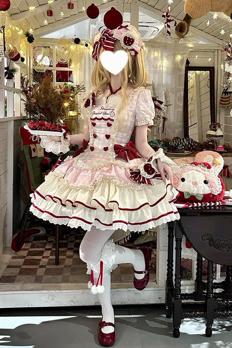 Sweetheart Strawberry Bunny Dress with Triple Ruffles & Bow