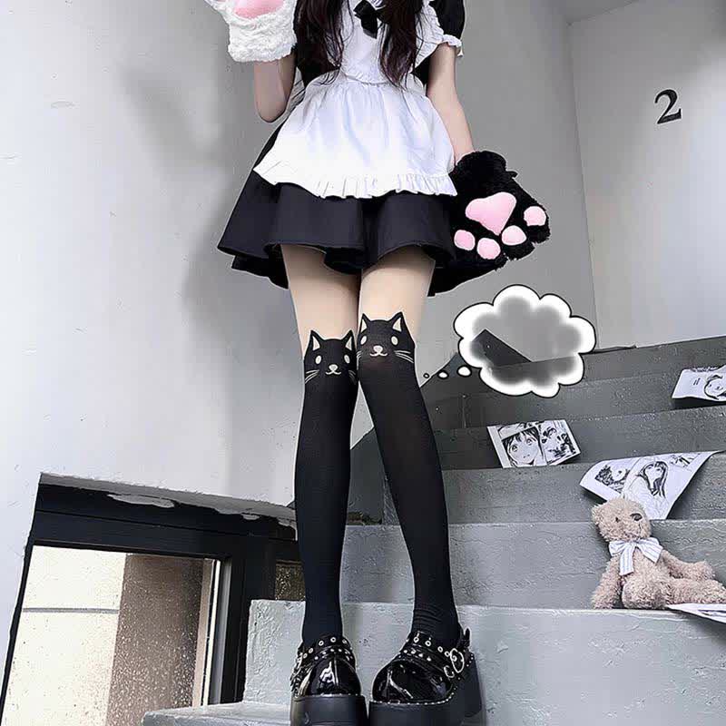 Cute Cartoon Kitty Print Lolita Stockings Tights