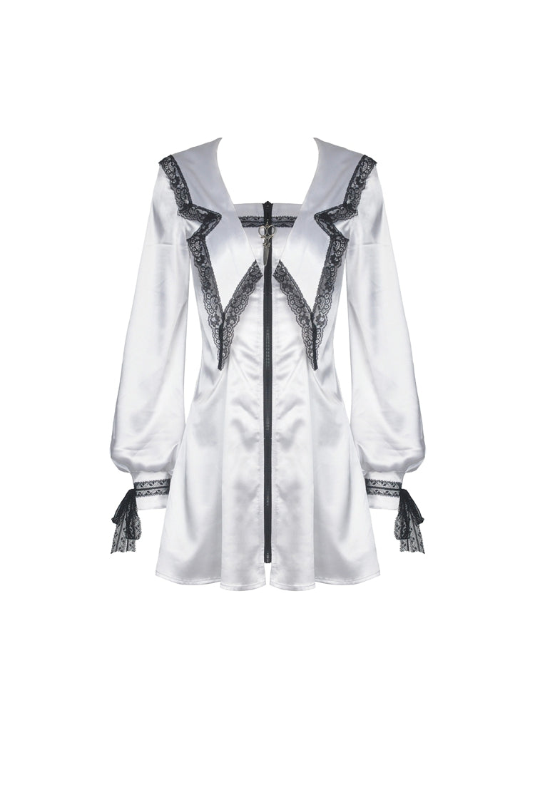 Ivory Dark JK Dress with Lace-Up and Zipper for Women