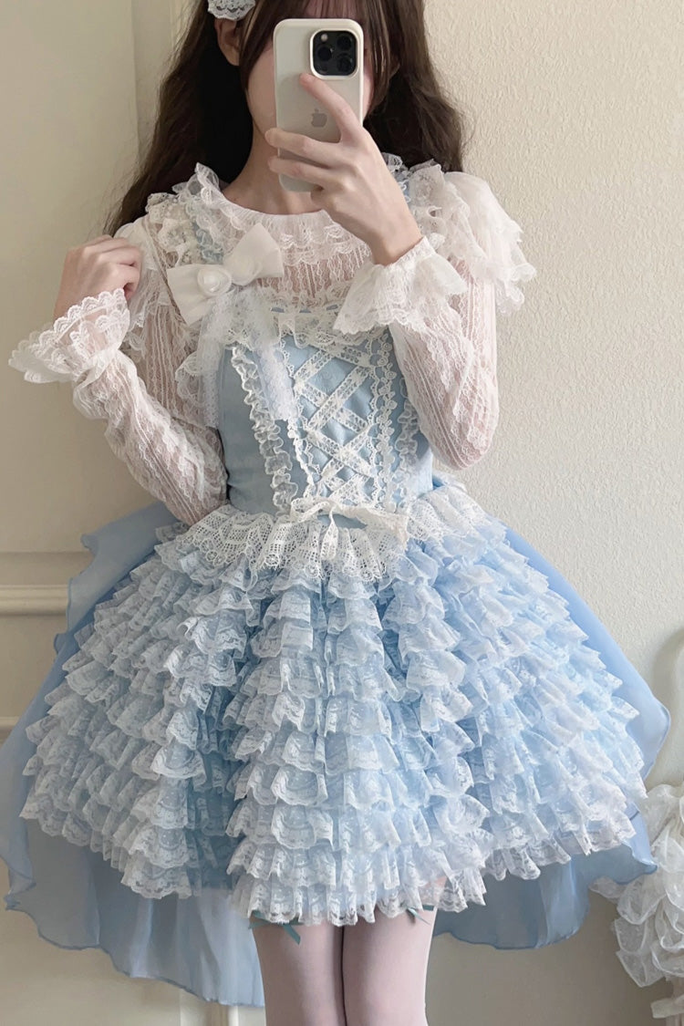 Lace Ruffled Bow Sweet Tiered JSK - 2 Shades