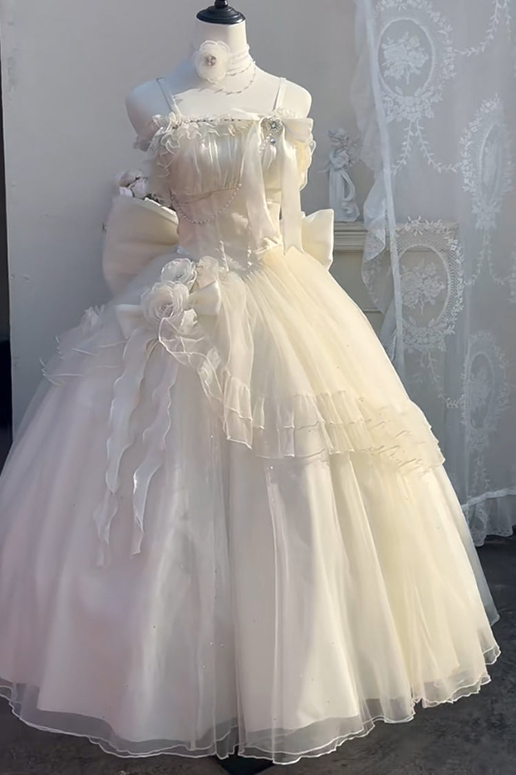 Apricot Off-Shoulder Sweet Elegant Princess Lolita Dress with Bow