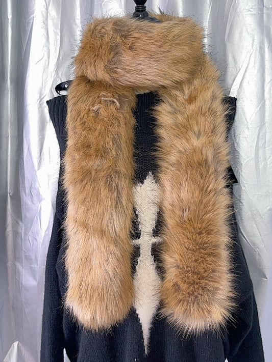 Yellow White Black Y2K Shaggy Scarf