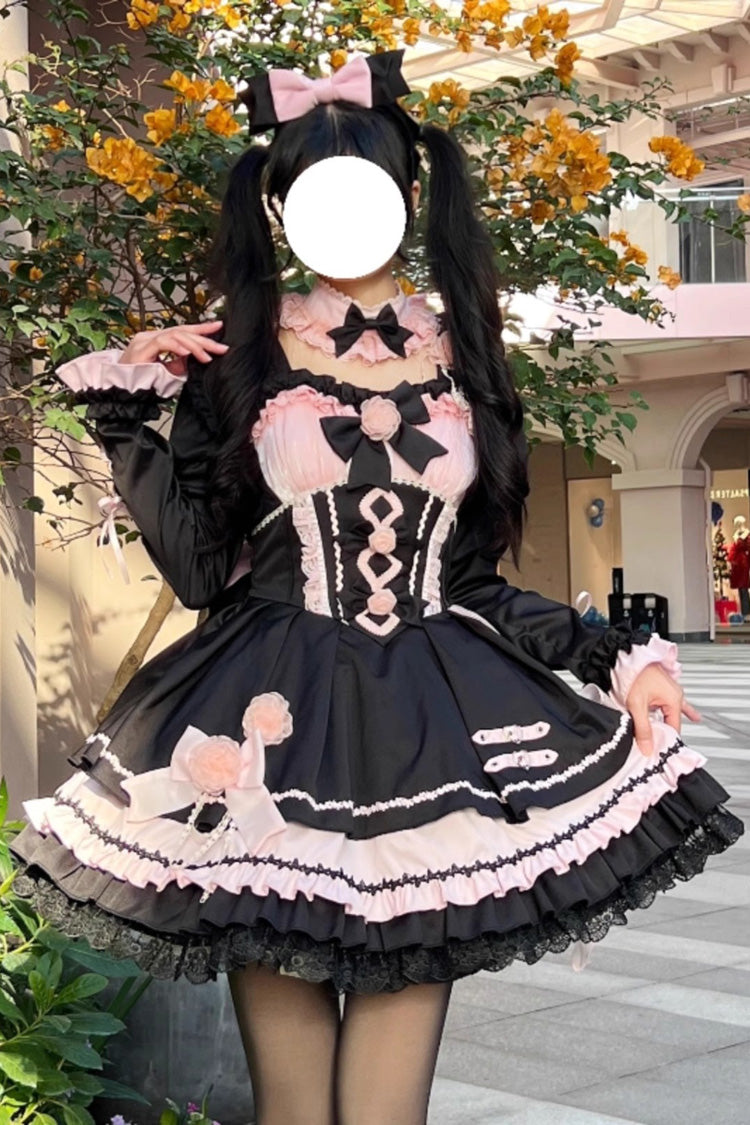 Shadow Rose Gothic Lolita Sleeveless Multi-Layer Ruffle Bowknot Jsk Dress 5 Colors