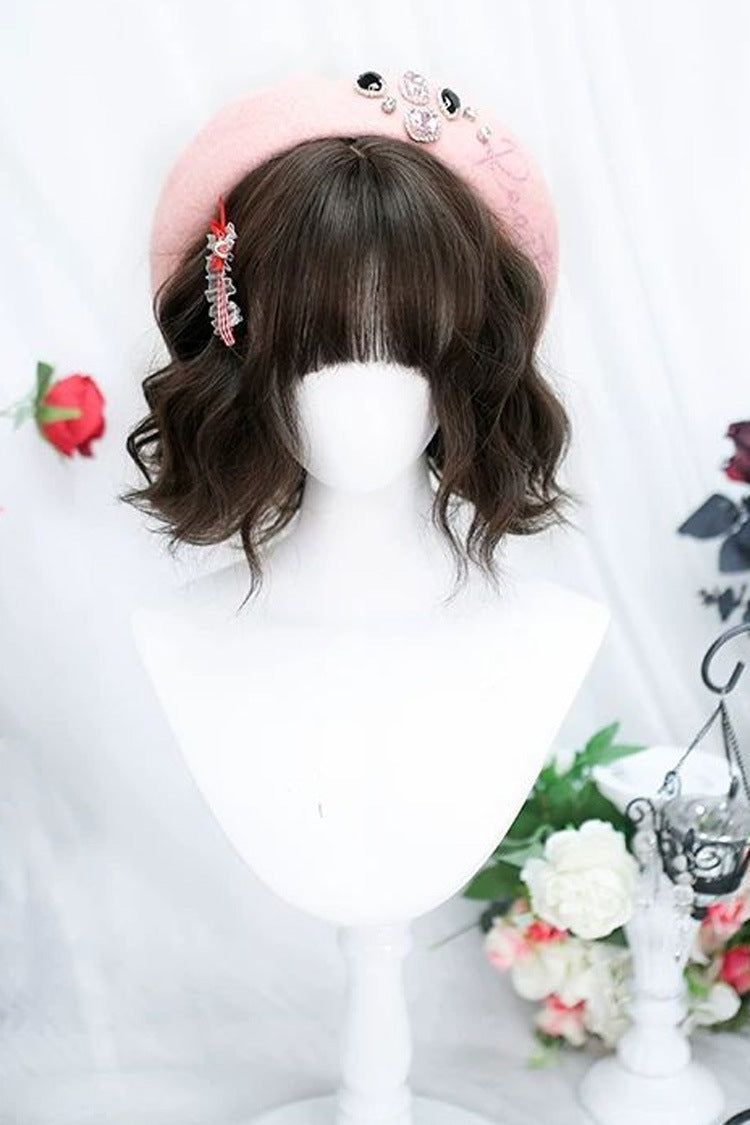 Japanese Sweet Lolita Short Wig with Neat Bangs - Cool Brown