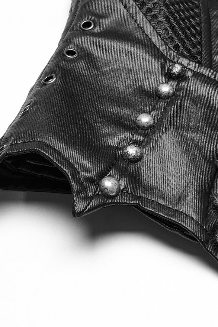 Punk Underbust Corset with Batlike Stitching & Zip Front