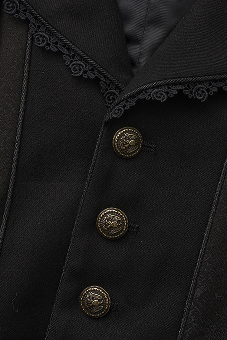 Noir Long Sleeve Ouji Fashion Vintage Elegant Prince Long Coat - The Eternal Sea of Hope