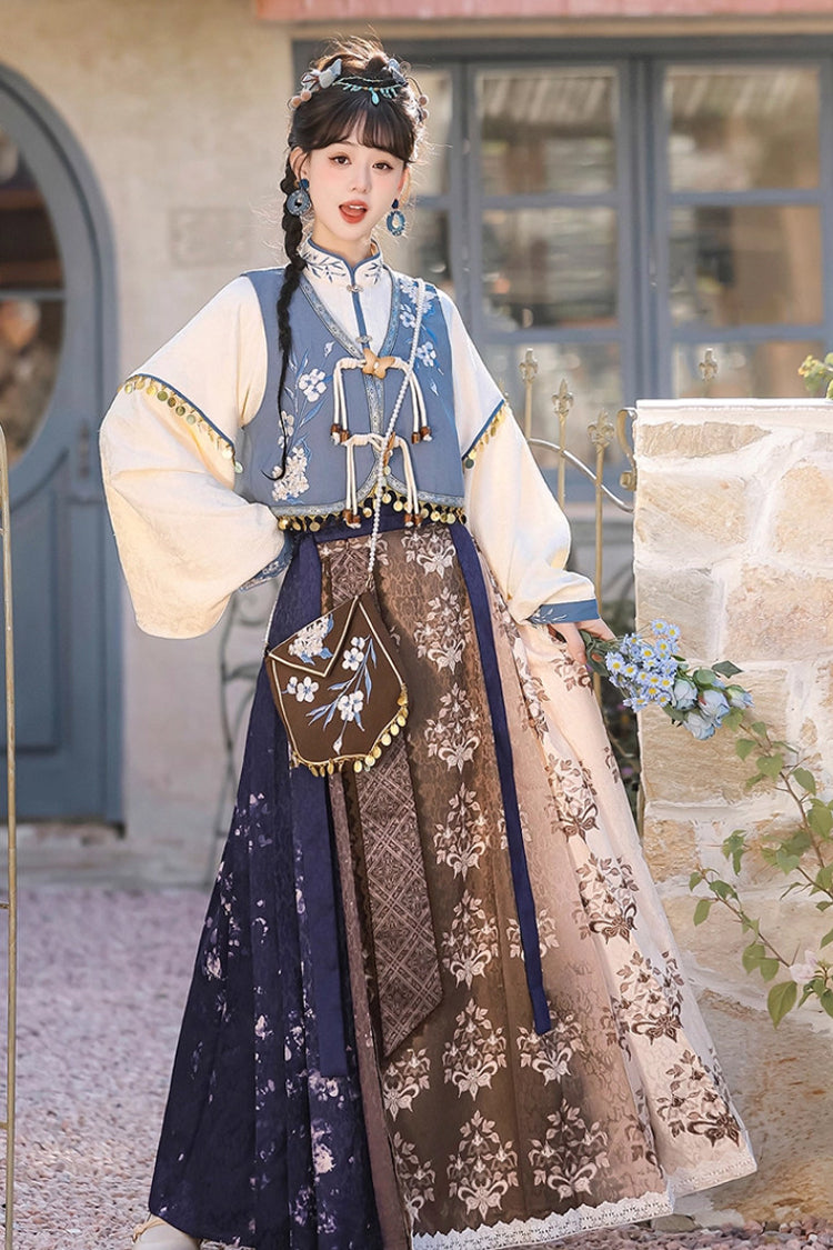 Snowfield Wind Stand Collar Embroidered Daily Hanfu Set