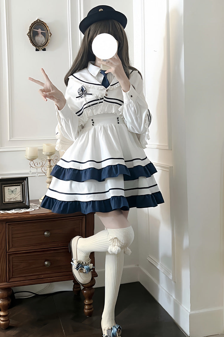 Ivory Double-Layered Ruffled Sweet Collegiate Jumper