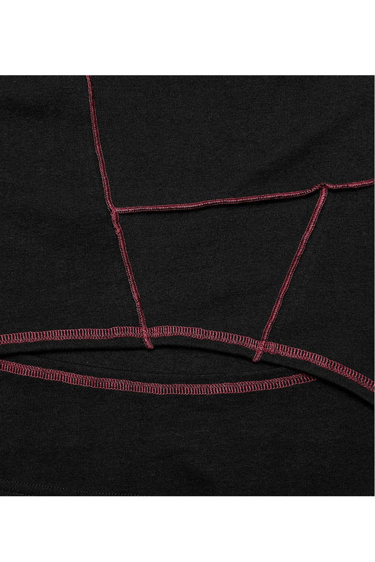 Stretch Punk T-Shirt with Chain Cutout and Turtleneck