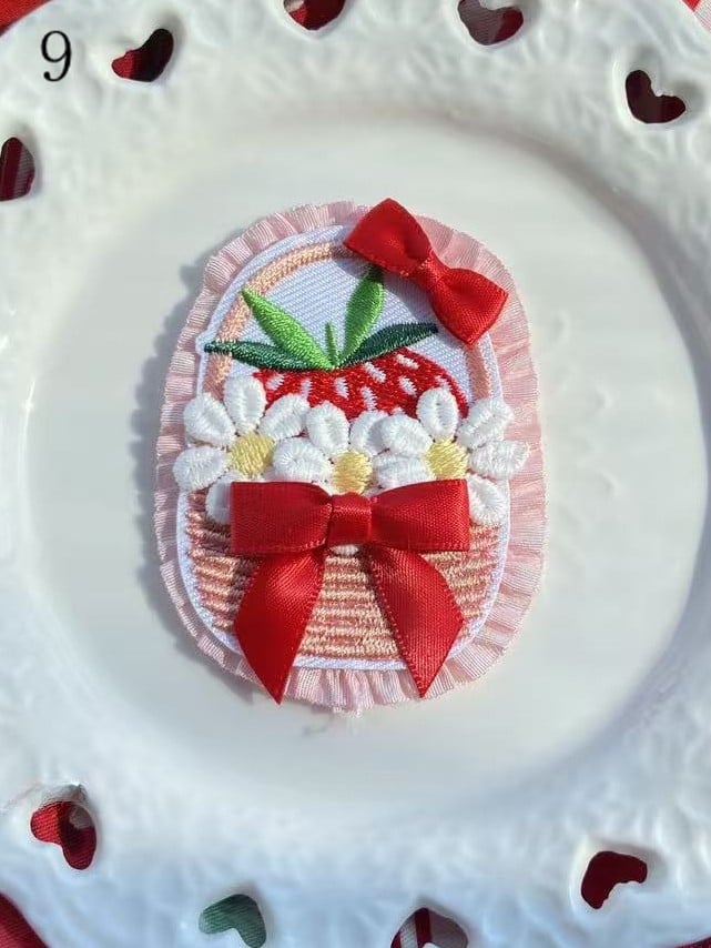 Decorated Cherry/Strawberry/Cake Brooch/Hairclip Options Bowknot 11