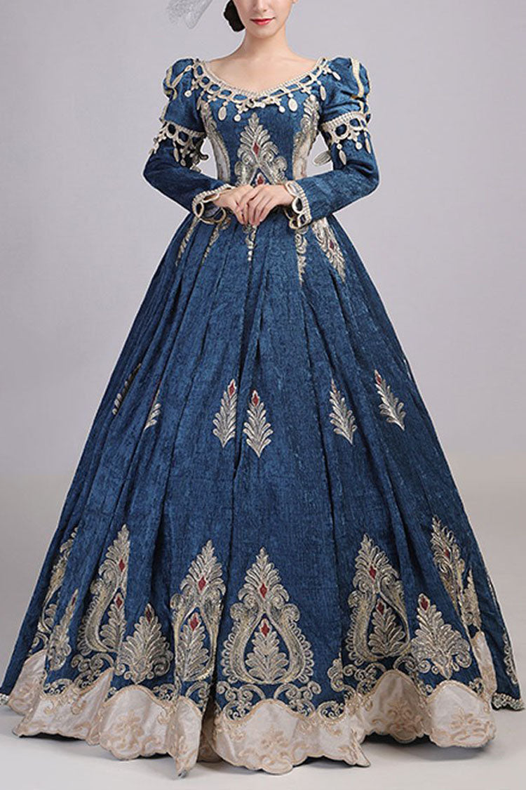 Victorian Lace Dress with Embroidered Floral Design - Altfashion Shop