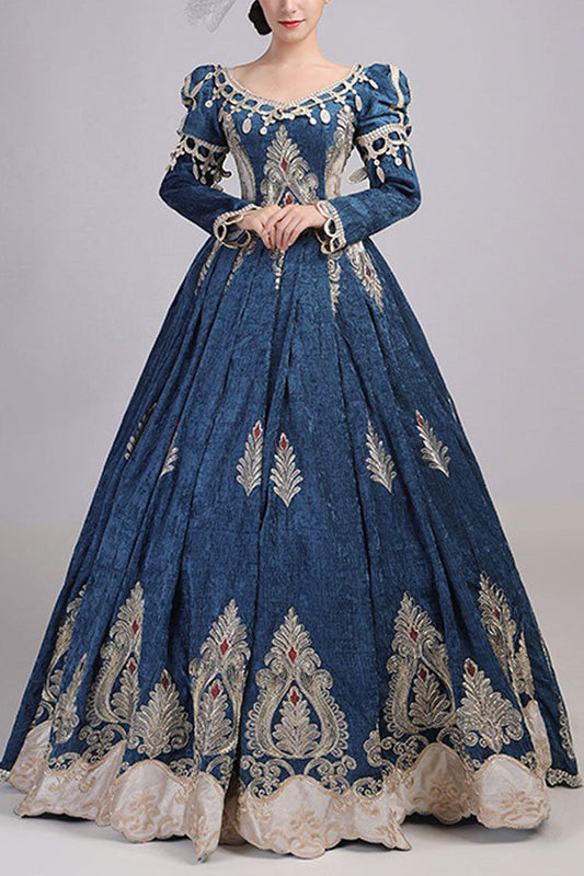 Victorian Lace Dress with Embroidered Floral Design - Altfashion Shop
