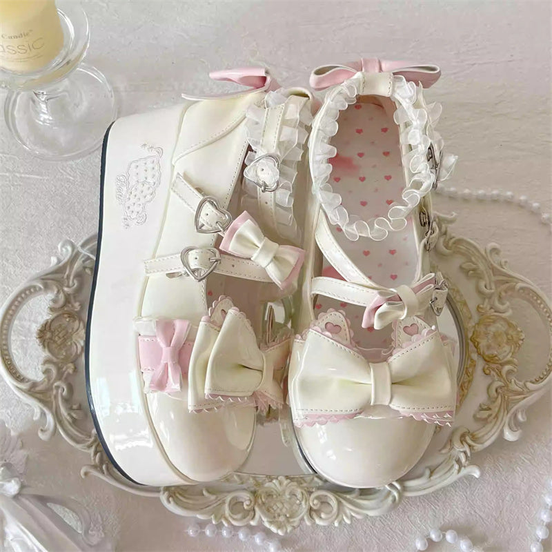 Bowknot Lace Sweet Lolita Shoes with Height Boost - 4 Color Options