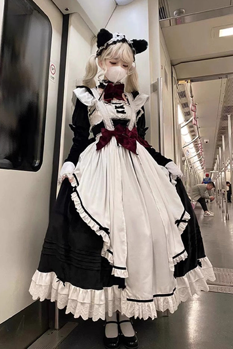 Gothic Princess Apron Dress with Ruffled JSK Set