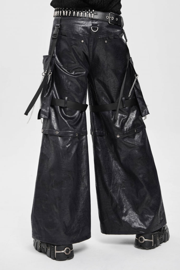 Men's Punk Pants with Big Pockets & Strappy Chain Accents