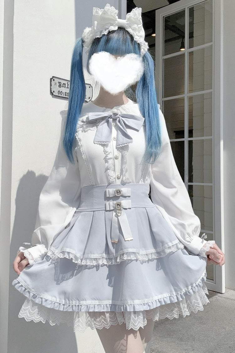 Rabbit Ear Long Sleeve Bow Lace Sweet Jirai Kei Blouse