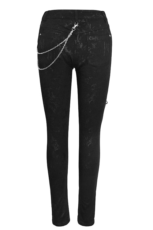 Zippered Stretch-Fit Punk Trousers for Women