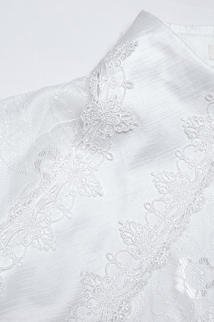 Ivory Gothic Lace Puff Sleeve Long Blouse for Men