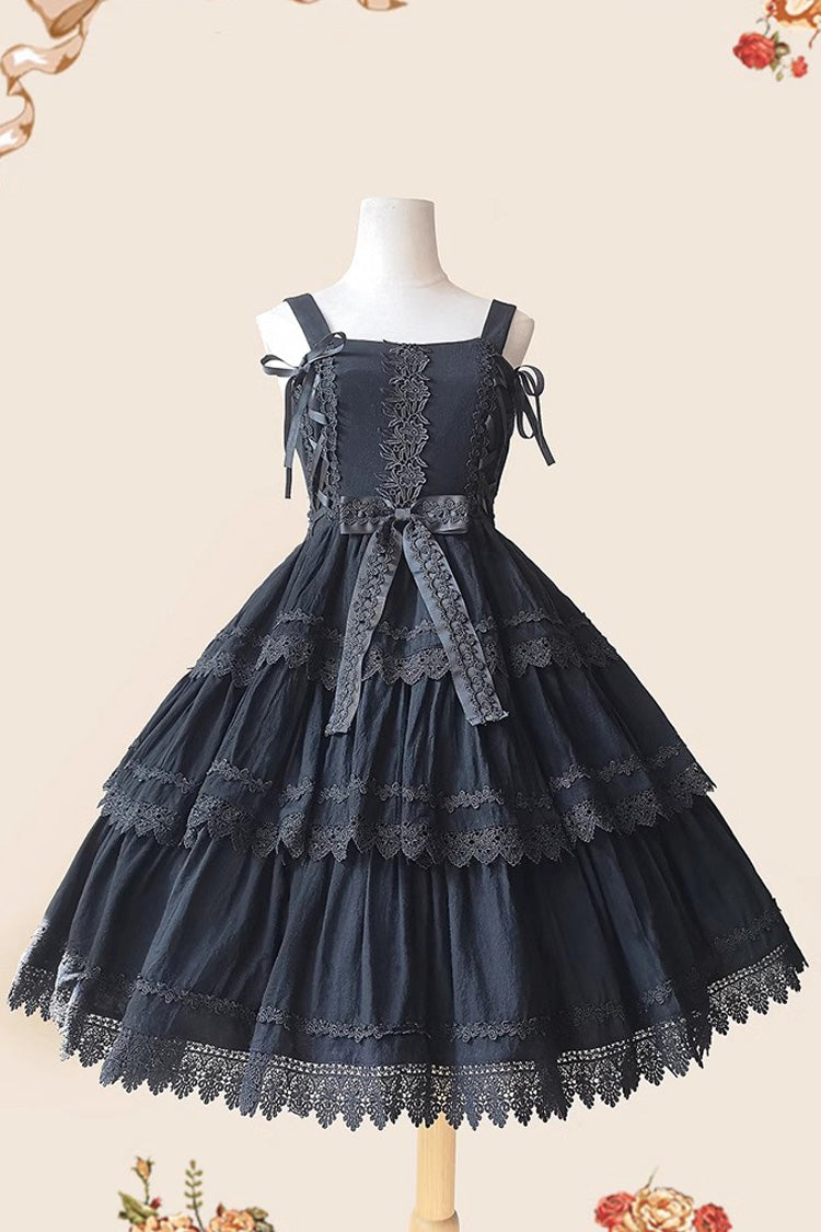 Three-Tier Sleeveless Ribbon Sweet Lolita Cake Dress