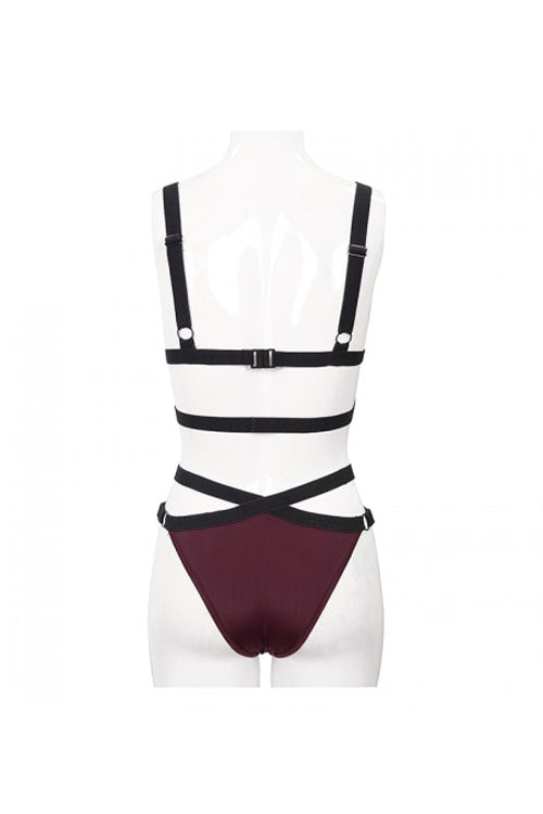 Red Lace Gothic Swimsuit Set