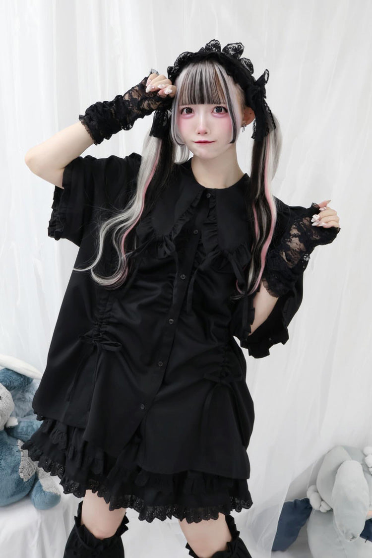 Doll Collar Long Sleeve Ruffled Bow Sweet Jirai Kei Blouse