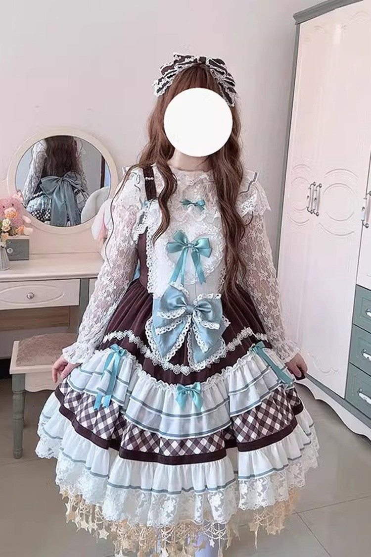 Heartbeat Floral Sleeveless Bow Lace Sweet Lolita Dress
