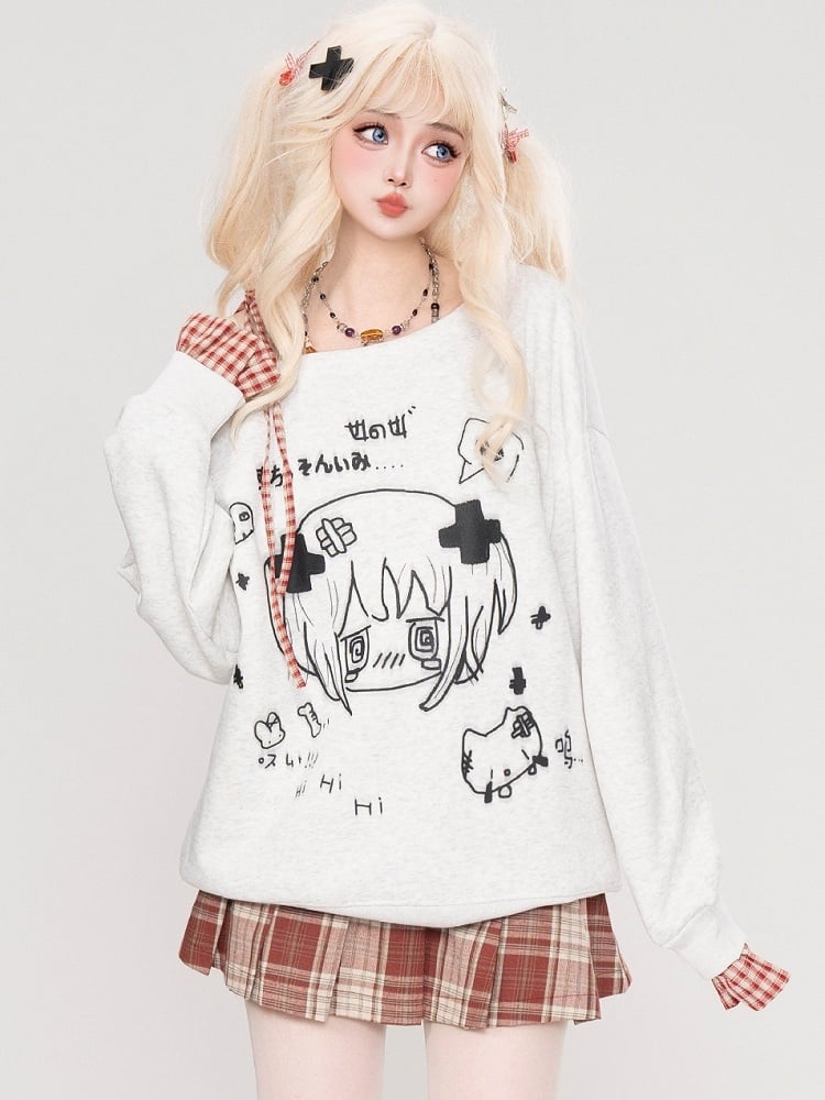 Khaki Red Buckle Straps High Waist Plaid Pleated Skirt