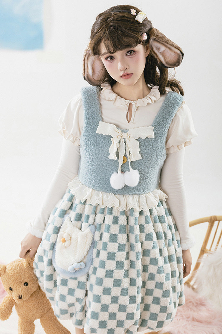 Sweet Lolita Blouse with Puff Sleeves and Hair Ball Tie, 4 Colors