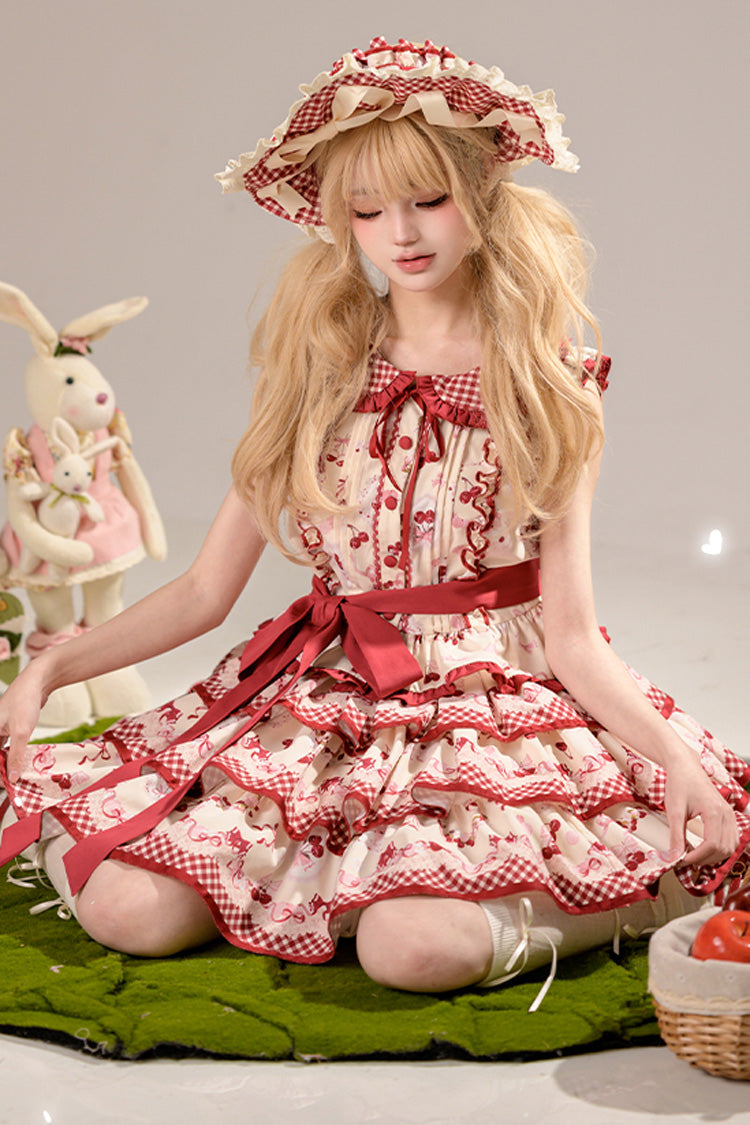 Cherry Print Ruffle Skirt Set
