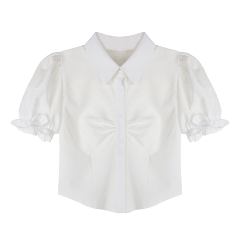 Kawaii Puff Sleeve T-Shirt Lace Up Dress Set