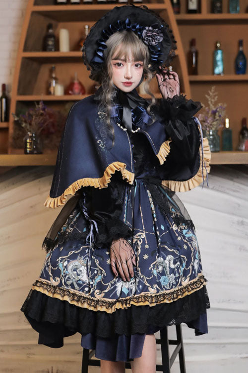 Gothic Lace Ruffle Long Sleeve Lolita OP Dress
