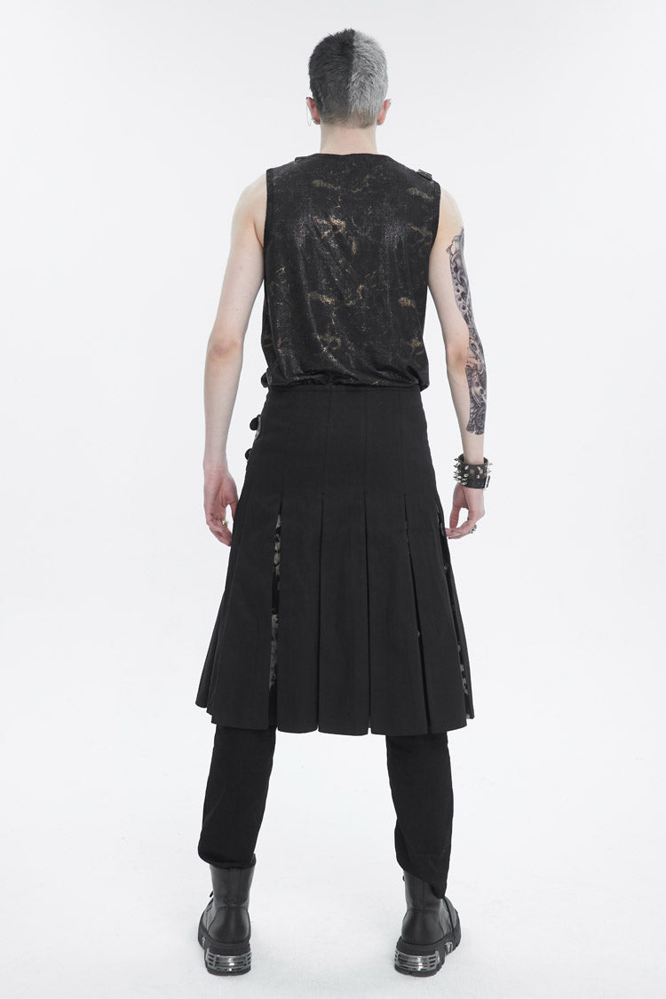 Patchwork Gothic Skirt with Waist Bag and Tie-Dye Details