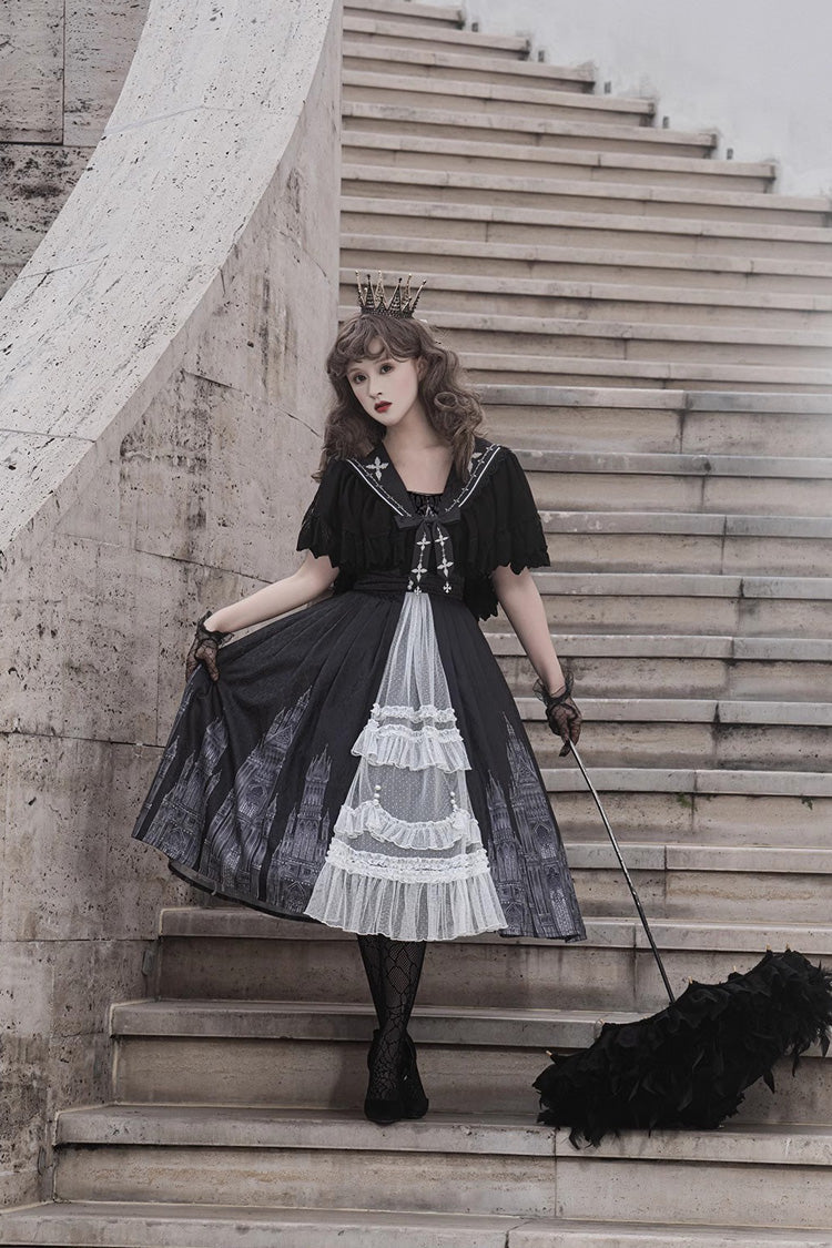 Sleeveless Print Lace Gothic Vintage Princess Lolita Jsk Dress