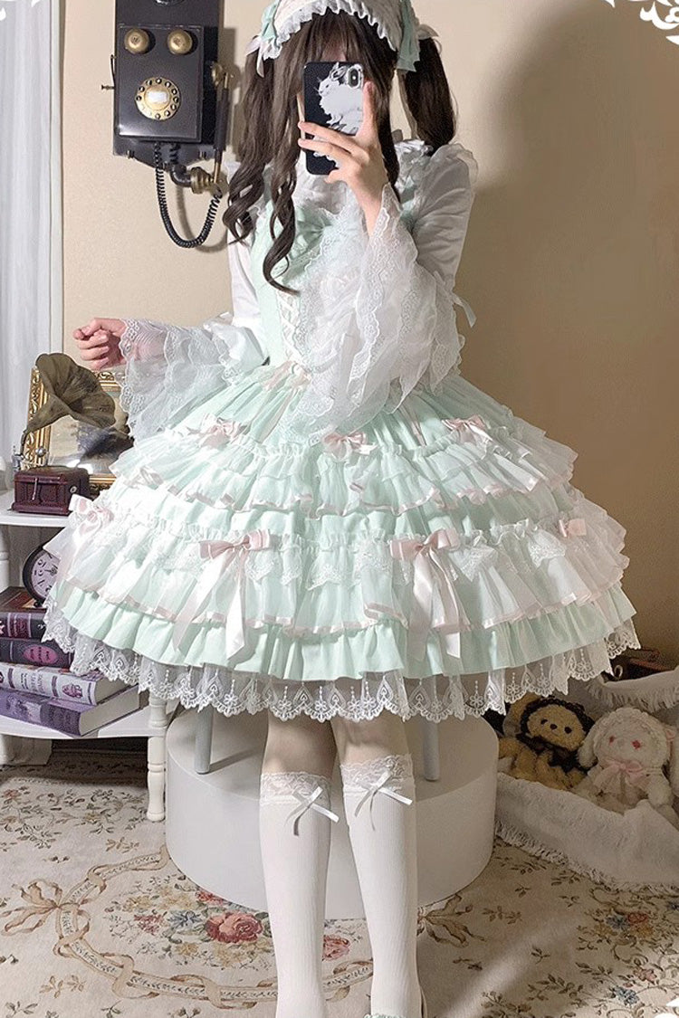 Multi-Layer Ruffle Sweet Lolita JSK Dress with Bow and Lace