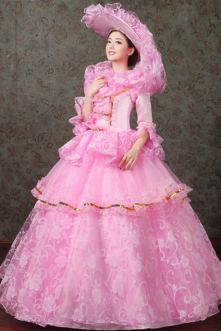 Victorian Lolita Dress with Diamond Buttons, Floral Embroidery, Multi-Layer