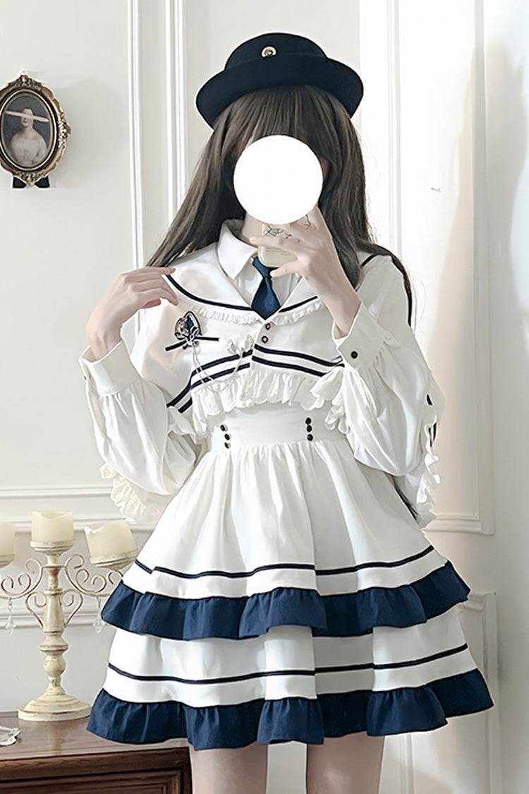 Ivory Double-Layered Ruffled Sweet Collegiate Jumper