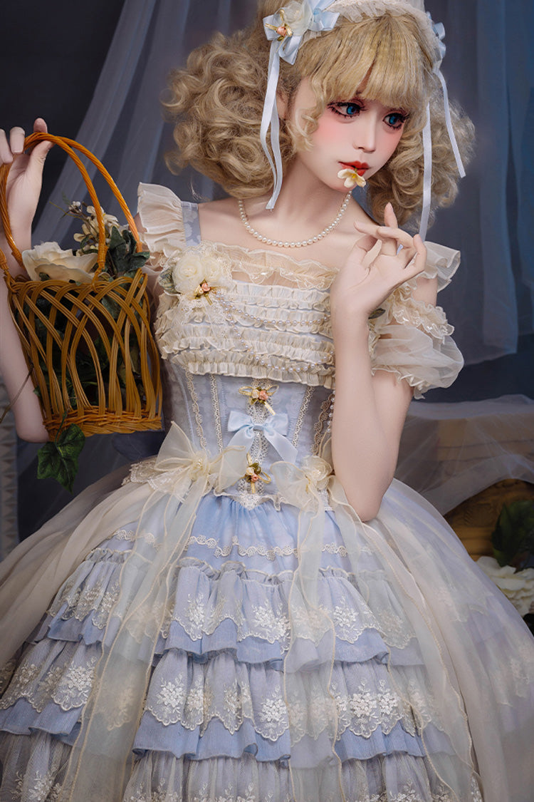 Sleeveless Sweet Ballet Lolita JSK Dress with Bow and Lace