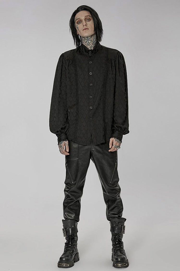 Dragon-Scale Jacquard Turtleneck with Lantern Sleeves